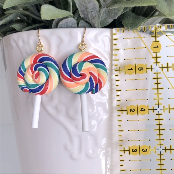 New Lollipop Sucker Candy Dangle Earrings Polymer Clay Party Carnival  Fun Gifts - Picture 5 of 6